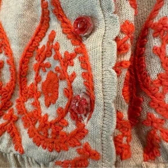 Moth Anthropologie Peplum Short Sleeve Fanning‎ Flame Sweater Size Medium - Picture 5 of 15